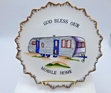 Vintage Plate God Bless Our Mobile Home Trailer MCM 7 inch Wall Hang picture