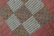 antique quilt cotton original pink brown white patchwork  78 in 1800s picture