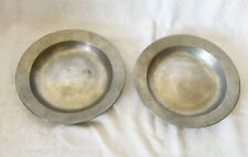Antique Pair of 1700s-1800s Antique Pewter Plates Dish 3 Angel Marks picture