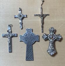 Lot of 5 Religious Crosses Crucifixes Charms Pendants Celtic Lord’s Prayer picture