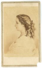 CIRCA 1870'S CDV Etching of Beautiful Woman Pearl Necklace Schaus New York, NY picture