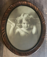 ANTIQUE CUPID AWAKE OVAL FRAMED 18.5x15.25”1897 M.B. Parkinson Photo Print picture