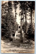 Itasca Park State Park MN Postcard RPPC Photo Rustic Stairway Douglas Lodge picture