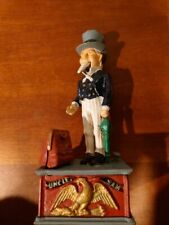 Antique Uncle Sam Mechanical Coin Bank Cast Iron Metal Semi Functional  picture
