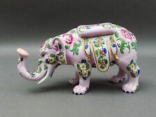 Carl Thieme Dresden Germany Floral Painted Pink Elephant Porcelain Figurine picture