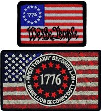 We The People Betsy Ross 1776 Flag Tyranny Rebellion Patch |2PC iron on Sew on picture