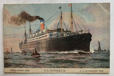 ca 1900s Ship Postcard United States Lines SS Republic steamer US Govt steamship picture