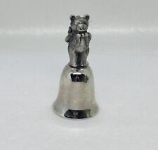 Vintage 1990s Pewter Bear Hiding Gift Christmas Ornament Bell 2.75” Art Decor 26 picture