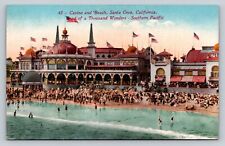 Casino Beach Flags Santa Cruz CA Early 1900s Antique Southern Pacific Postcard picture