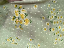 Vintage Floral Flocked Fabric Yellow Daisies 114