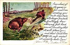 1906 Comic Artist H.H. Tammen No 836 Grizzly Bear Chasing Man Antique Postcard picture