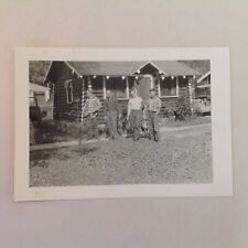 Vtg 1950's Hunting Camp B&W Photo Duck Season Hunters Pose Catch Sidewalk Group picture