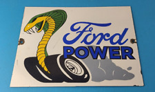 Vintage Ford Power Sign - Cobra Jet Sales Service Gas Oil Porcelain Sign picture