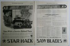 1919 star hack saw blades made of tungsten Steel two-page vintage tool ad picture