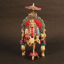 Multicolor Brass Sai Baba Idol with Chatri Idol Murti Figurine Statue 8