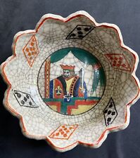 Antique Shino Ware Early Japanese Playing Cards Artisan French Court Bowl 6”x 2” picture