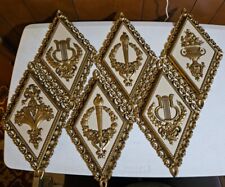 Hollywood Regency Vintage Set Of 6 Diamond Shape Gold Wall Decor Plaques picture