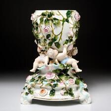 Sitzendorf Dresden Cherub Putti Floral Porcelain Centerpiece Vase 19th C *READ* picture