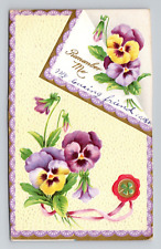 Postcard Remember Me Greeting w/ Pansy Flowers, Antique D19 picture