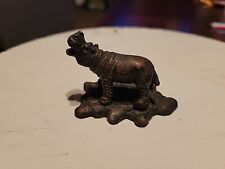 Vintage Tiffany Studios New York Bronze Hippopotamus Miniature Figurine  picture