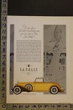 1932 CADILLAC LASALLE V8 CONVERTIBLE COUPE ART DECO EQUESTRIAN HORSE AUTO ADSZ43 picture