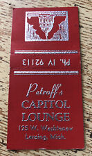 1950s Petroff’s Capitol Lounge Lansing Michigan Matchbook Cover picture