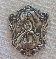 Vintage Sterling Silver Brooch Beautiful Lady Measures 2.5