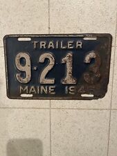 Vintage Maine 1946 TRAILER License Plate, 9-213 Low Number picture