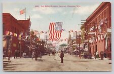 Cheyenne Wyoming Frontier Carnival Flags Storefronts Decorations Postcard 1910 picture