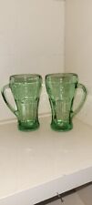 Vintage 80s Coca Cola Heavy Green Glass Mugs (2) Libbey picture