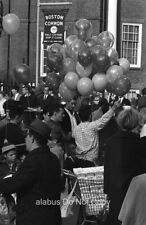 1960's Film NEGATIVE Busy Scene Boston Common w Crowd, Balloon Man, Popcorn Cart picture