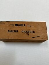 Vintage Wooden Box W/ Lid Higbee Company English Oranges Produce of England picture