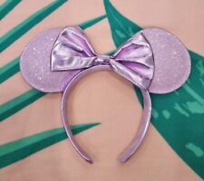 Disney Parks Minnie Ears Headband Lilac Purple Lavender Metallic Bow picture