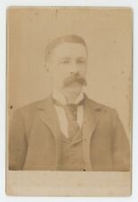 Antique Circa 1880s Cabinet Card Handsome Older Man Large Mustache Bellefonte PA picture