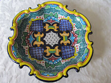 HERNANDEZ Puebla Mexico Talavera Signed Pottery Plate 12 3/4” Bright Color-Great picture