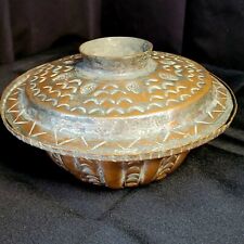 19th C. Antique Middle Eastern Tinned Hammered Copper Bowl With Lid 7.25