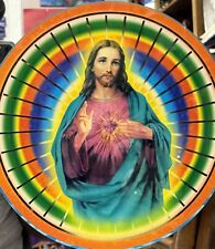 Vtg Psychedelic Spinning Light Up Jesus Mirrored Wall Light Religious picture
