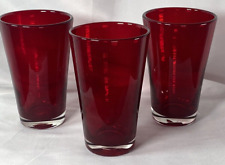 Hand Blown Dark  Red 16oz Tumblers with clear bottoms picture