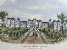 Vassar Female College Main Building 1867 Print Framed Antique Barritt Lossing picture