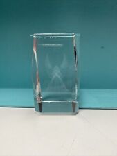Christmas Guardian Angel Paperweight Clear Crystal Cube 3D Laser Etched Glass/8 picture