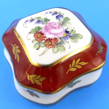 Vintage Limoges Trinket Box Hand Painted Floral Gold Trim Octagon France picture