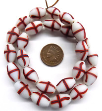 25 White French Cross Trails African Trade Beads antique Venetian Style 758N picture