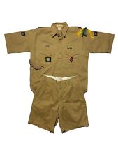 Men`s Vtg 30s 40s Bukta Senior Scout Suit Shirt and Shorts Brown Cotton Size L34 picture