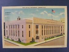 Waterbury Connecticut CT Post Office Vintage Color Linen Postcard 1951 picture