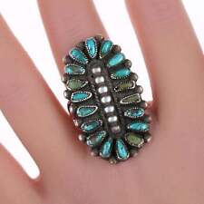 sz8.5 c1950's Victor Moses Begay Navajo silver turquoise cluster ring picture