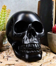 Charcoal Black Voodoo Skull Statue Graveyard Ossuary Cranium Decor Figurine picture