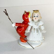 Broken Vintage Figurine Lefton Angel Devil Saint Sinner 1950s Porcelain 3” As Is picture