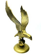 Vintage SOLID BRASS Statue AMERICAN EAGLE On Globe SPHERE Earth FINIAL Sculpture picture