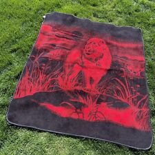 San Marcos Lion Super Blanket Comforter Red Black Jungle Heavy picture
