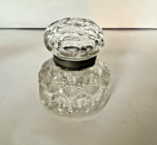 Antique Turn of the Century Heavy Cut Glass Inkwell with Thumbprint Design picture
